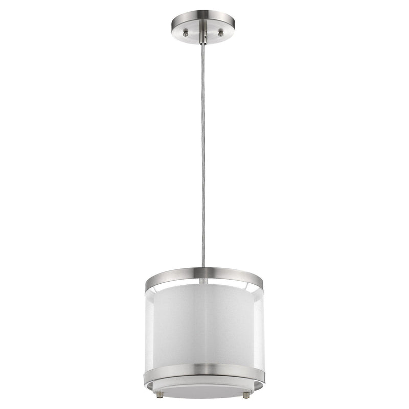 Hanging Light With Fabric Shade - White / Silver