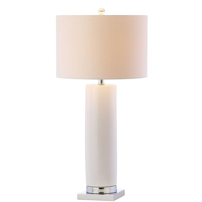 Novelty Table Lamp LED With Drum Shade - White