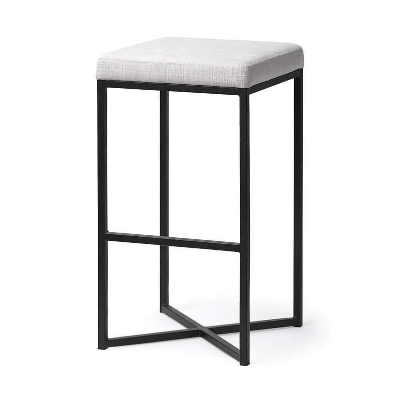 30" Iron And Fabric Backless Bar Height Bar Chair - Black / White