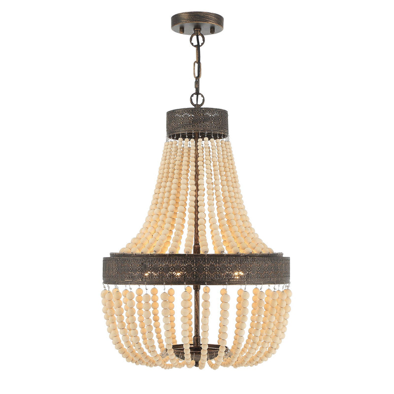 17" Candle Style Five Light Metal Dimmable Chandelier - Black / Gold