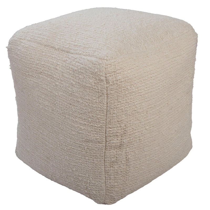 Cotton Blend Cube Pouf Ottoman - Beige And Natural