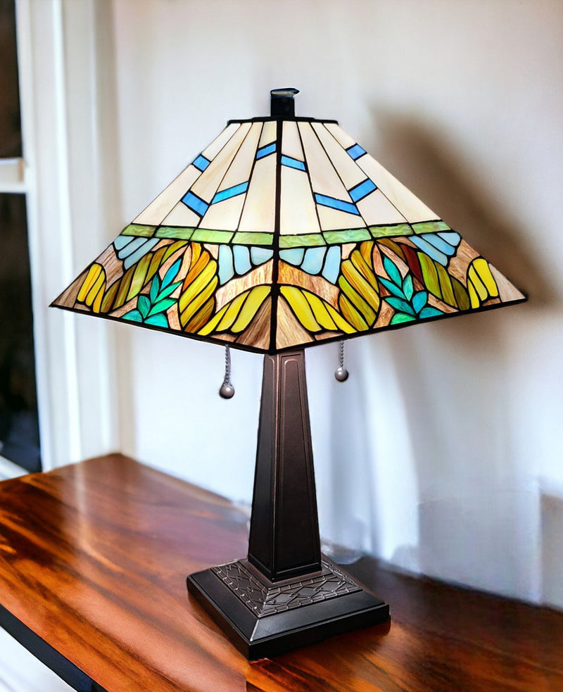 22" Metal Two-Light Candlestick Vintage Look Table Lamp With White Shade - Dark Brown