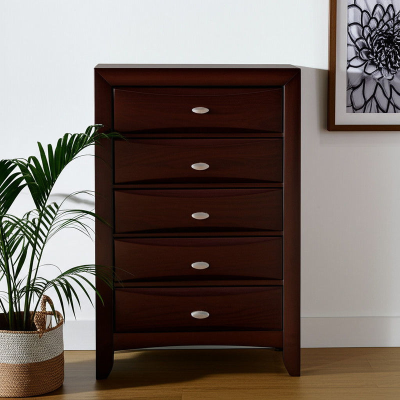 New Chest With 5 Chambared Drawer - Merlot