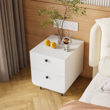 Load image into Gallery viewer, Modern Night Stand Storage Cabinet For Living Room Bedroom, Steel Cabinet With 2 Drawers, Bedside Furniture, Circular Handle - White
