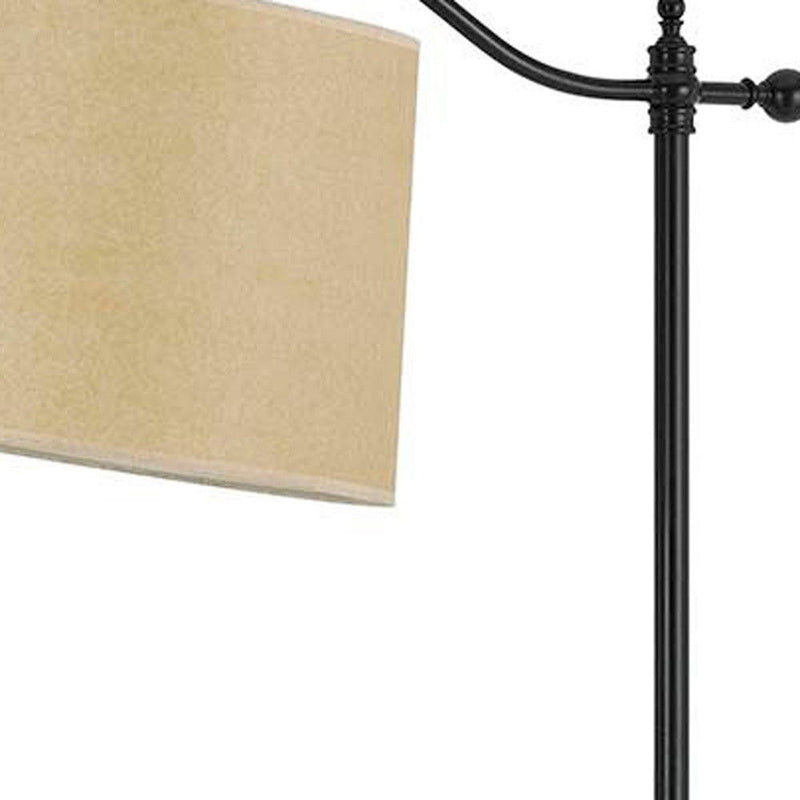Adjustable Traditional Shaped Floor Lamp With Tan Square Shade - Bronze