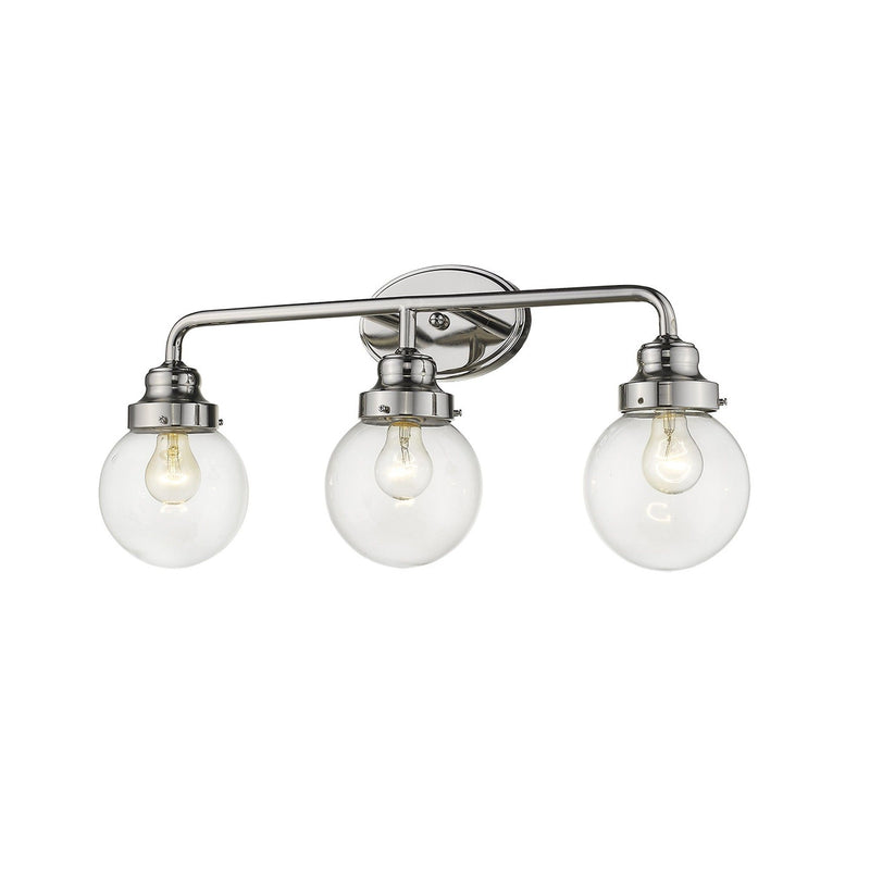 Metal And Glass Vanity Flush Mounted Sconce (398703) - Silver And Clear