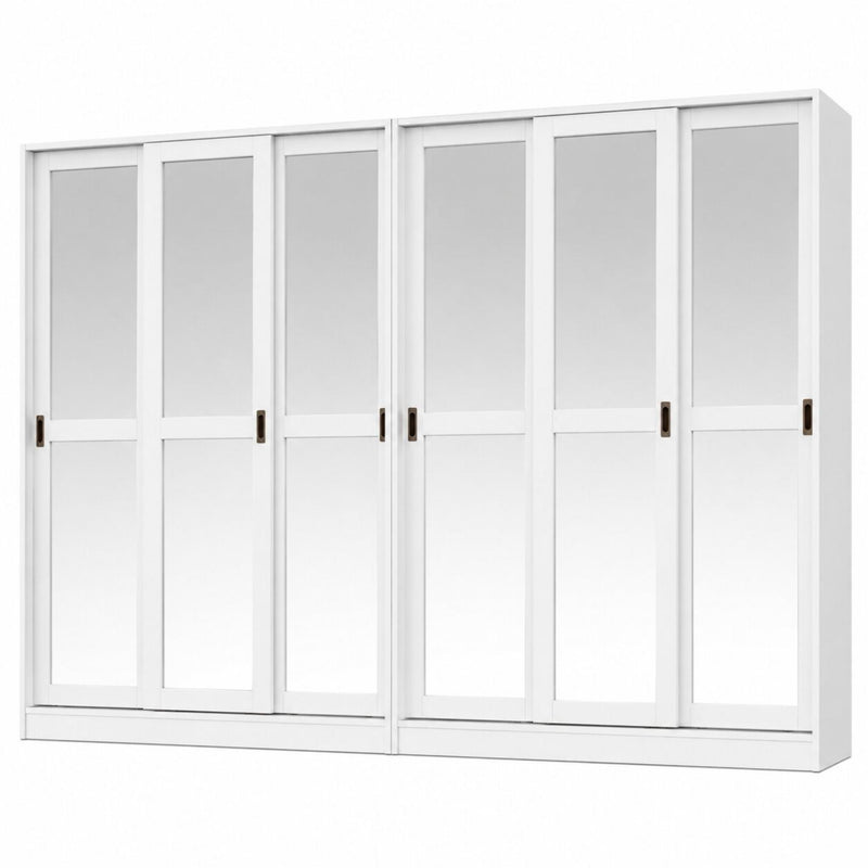Solid Wood Mirrored Six Door Combo Dresser (765058) - White