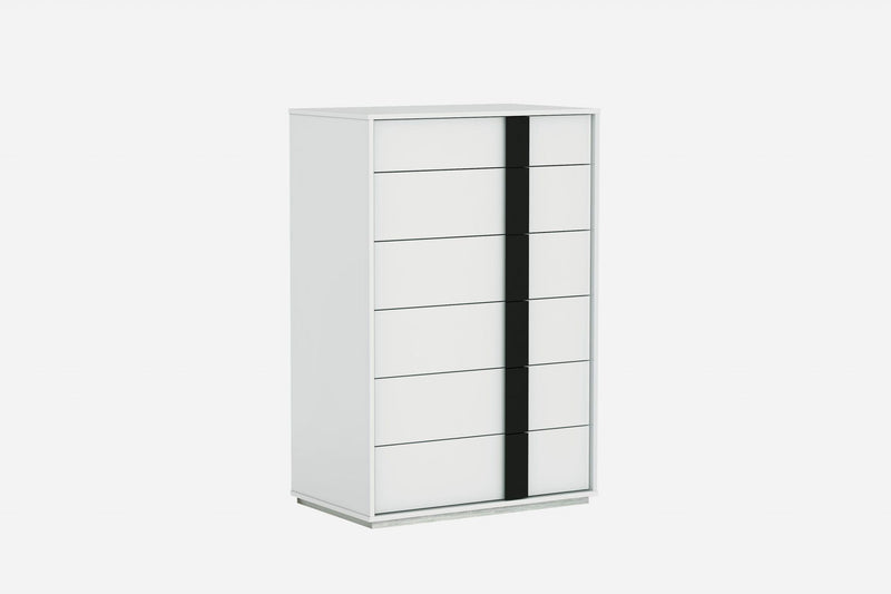 31 X 19 X 47 Gloss Stainless Steel Drawer Chest - White