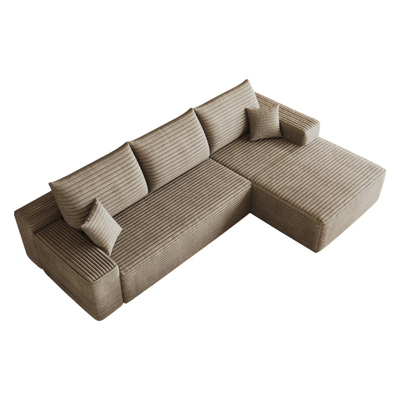 Corduroy Modular L Shaped Sofa And Chaise Sectional (762627) - Camel