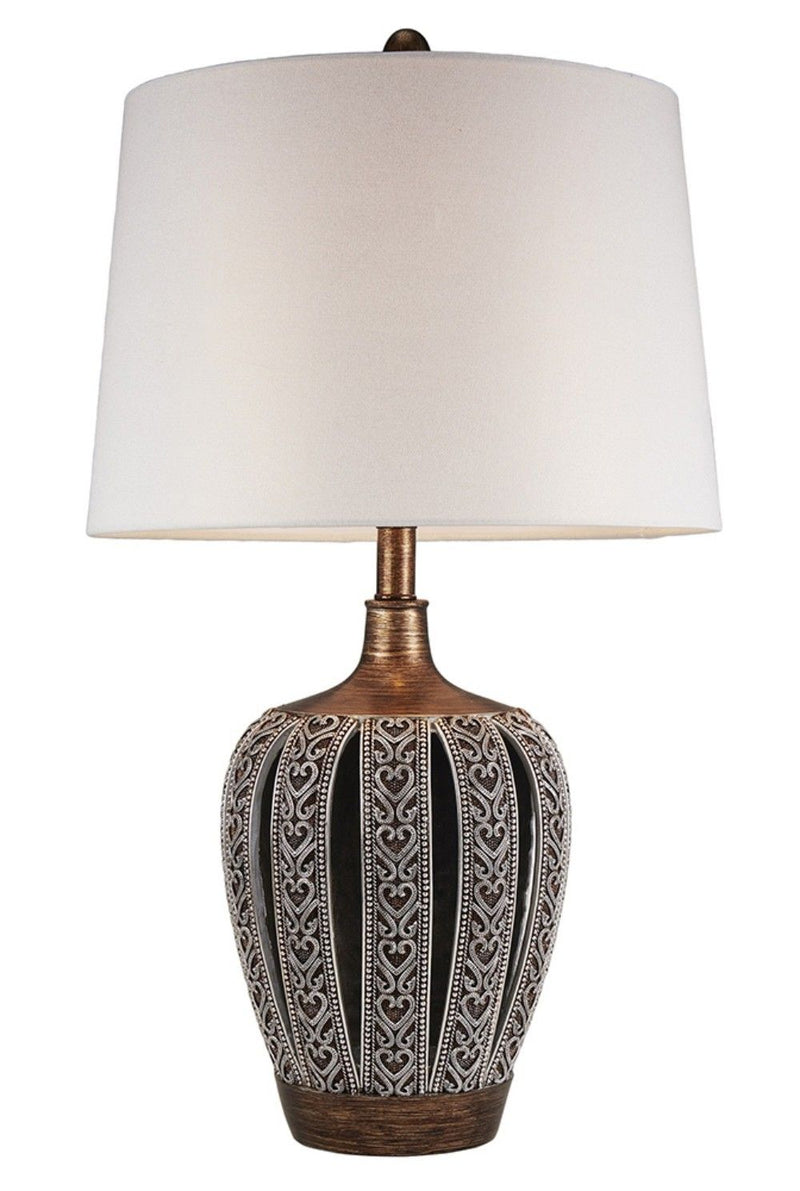 Primo Tall Table Lamp With White Lamp Shade - Brown