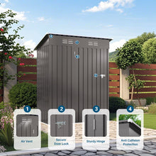 Load image into Gallery viewer, 5 X 3 Ft Durable Metal Shed Outdoor Storage Shed With Pitched Roof And Lockable Door - Gray
