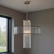 Load image into Gallery viewer, 33" Four Light Dimmable Chandelier With Shades - Nickel
