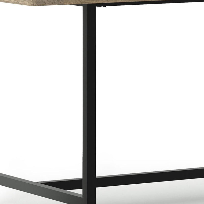 72" Solid Wood Iron Frame Base Dining Table - Gray / Black
