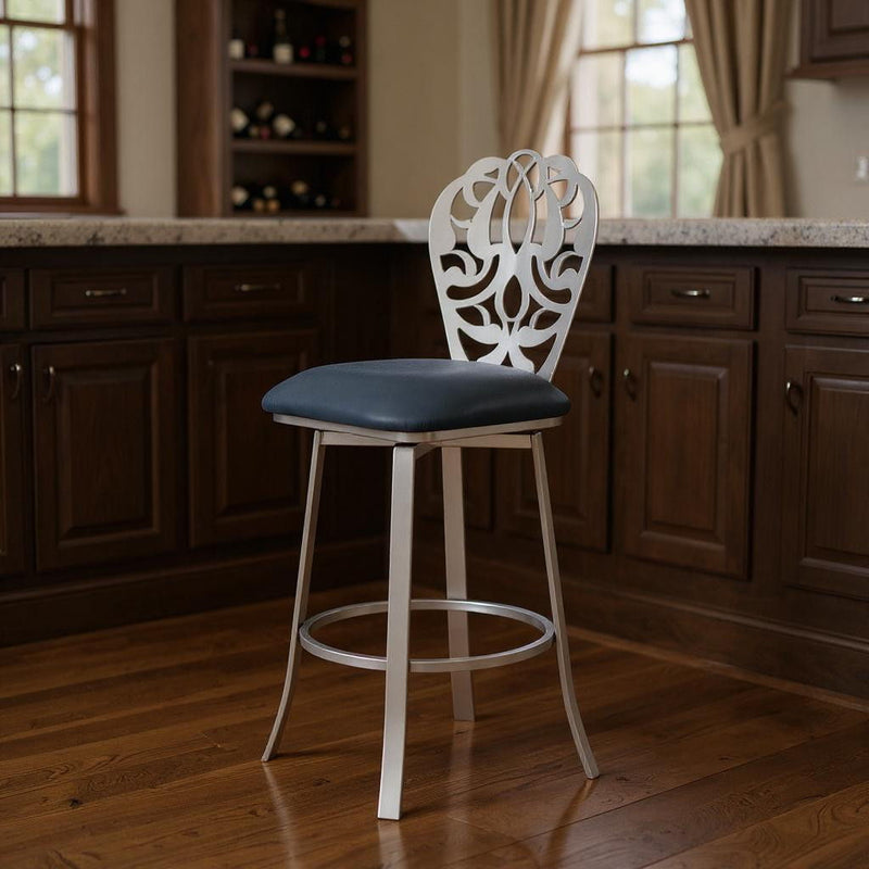 46" Swivel Bar Height Bar Chair - Gray / Silver