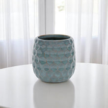 Load image into Gallery viewer, Geometric Round Pot Planter - Blue / Gold
