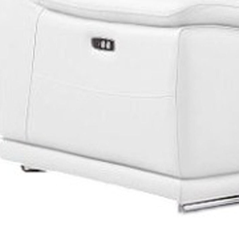 Leather Modular L-Shaped Eight Piece Corner Sectional With Console - White