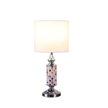 Load image into Gallery viewer, Bedside Table Lamp With Drum Shade - Silver / White
