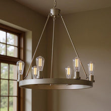 Load image into Gallery viewer, 27" Candle Style Six Light Metal Dimmable Chandelier - Silver
