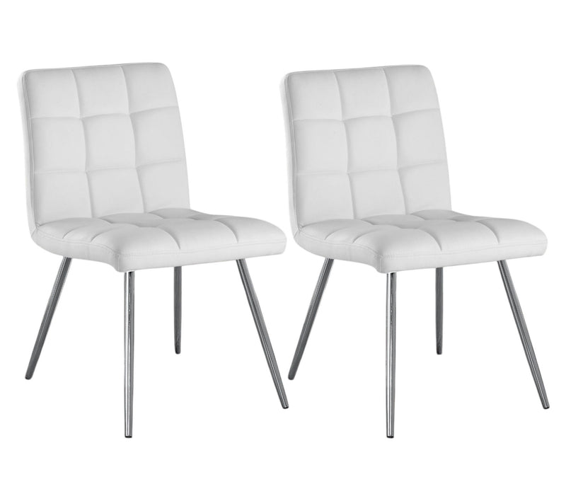 Tufted Faux Leather Dining Room Side Chairs (Set of 2) - White