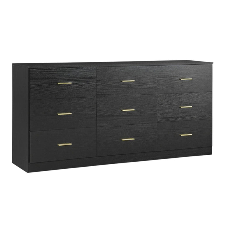 Nine Drawer Triple Dresser - Black