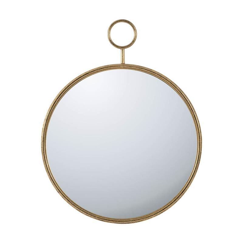 32" Round Iron Framed Accent Mirror - Gold