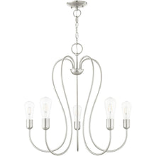 Load image into Gallery viewer, 25" Five Light Dimmable Chandelier With Shades - Nickel
