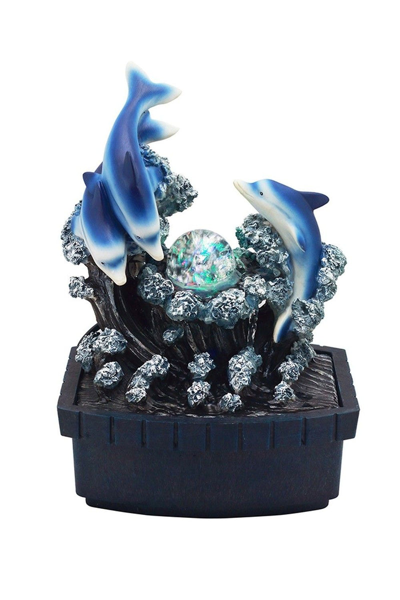 Poly Dolphins Tabletop Fountain - Blue
