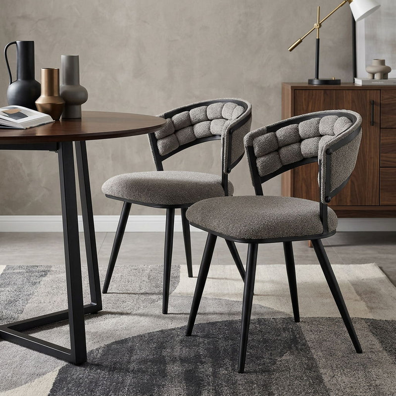 Velvet Metal Partially Open Back Dining Side Chairs (Set of 2) - Gray / Black