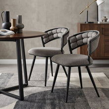 Load image into Gallery viewer, Velvet Metal Partially Open Back Dining Side Chairs (Set of 2) - Gray / Black
