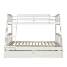 Load image into Gallery viewer, TOPMAX Solid Wood Twin Over Full Bunk Bed with Two Storage Drawers, White
