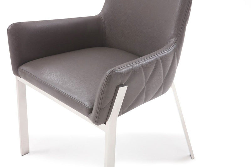Upholstered Faux Leather Dining Room Arm Chair - Gray