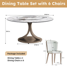 Load image into Gallery viewer, Modern Round Dining Table With 360° Rotating Lazy Susan Scratch &amp; Chairs
