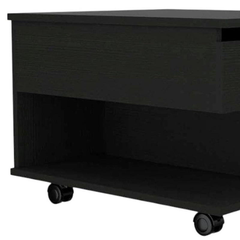 Wood Lift Top Wheel Coffee Table - Black