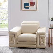Load image into Gallery viewer, 47" Genuine Leather Club Chair - Beige / Silver
