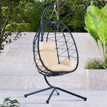 Load image into Gallery viewer, Egg Chair with Stand Indoor Outdoor Swing Chair Patio Wicker Hanging Egg Chair Hanging Basket Chair Hammock Chair with Stand for Bedroom Living Room Balcony
