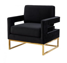 Load image into Gallery viewer, Velvet Arm Chair - Black / Gold
