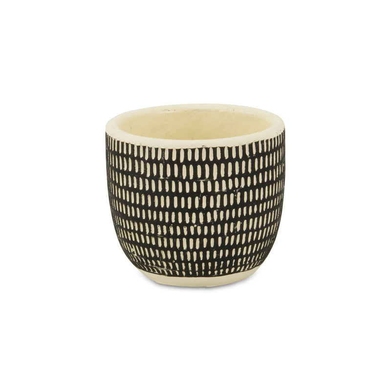 Dotted Round Pot Planter (487468) - Black / White