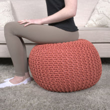 Load image into Gallery viewer, Bordeaux - Knitted Round Pouf Ottoman, Floor Cushion
