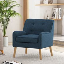 Load image into Gallery viewer, Modern Arm Chair With Tufted Back And Wooden Legs
