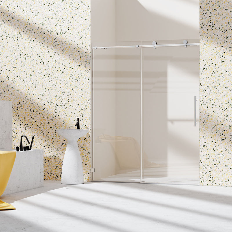 Frameless, Single Sliding Soft Close Shower Doors, 5/16" Sgcc Tempered Glass