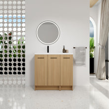 Load image into Gallery viewer, Wall Mounted Floating Bathroom Vanity With Sink, 3 Door Modular Cabinet
