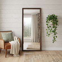 Load image into Gallery viewer, Wood Square Framed Cheval Mirror - Burnished Brown
