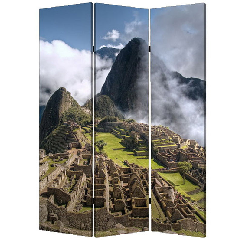 Wood Canvas Machu Picchu Screen - Multi Color