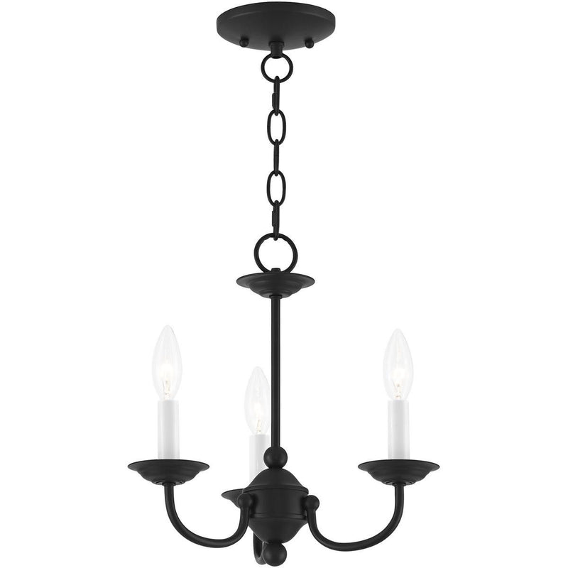 14" Three Light Dimmable Chandelier With Shades - Black