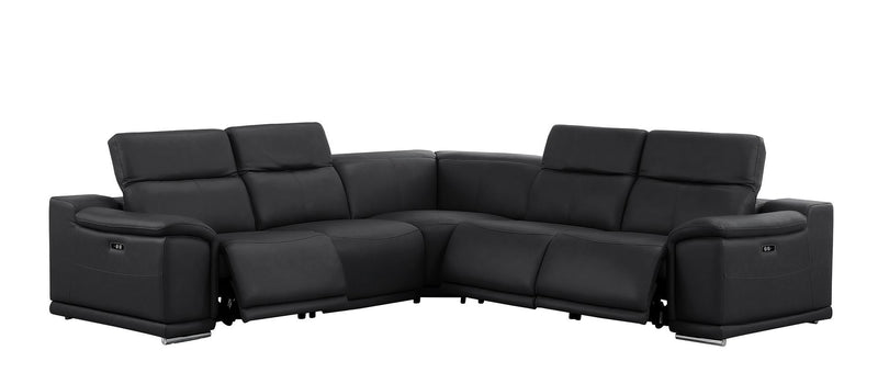 Leather Modular L Shaped Five Piece Corner Sectional - Black