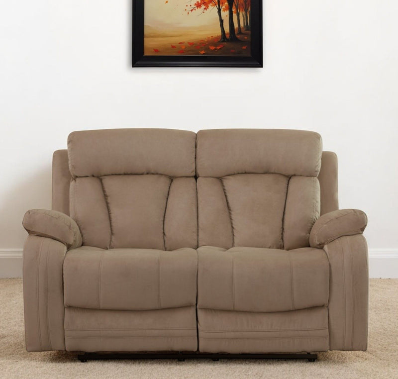 Leather Match Recliner Loveseat - Beige