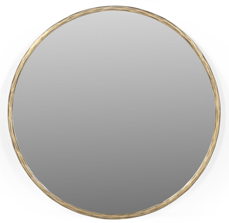 24" Round Brass Iron Framed Accent Mirror - Gold