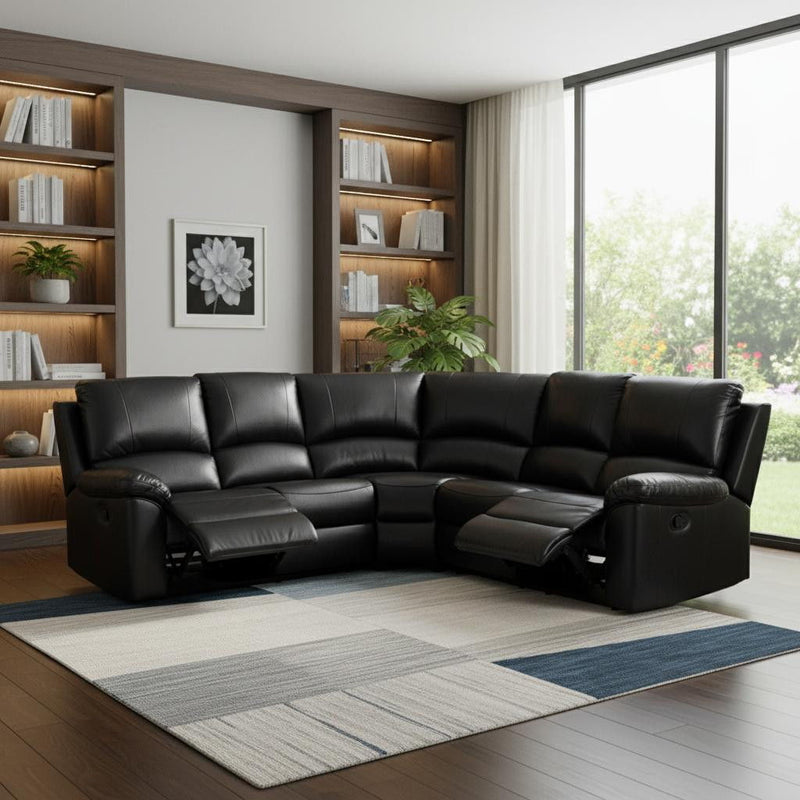 Polyester Blend Power Reclining U Shaped Three Piece Corner Sectional - Black