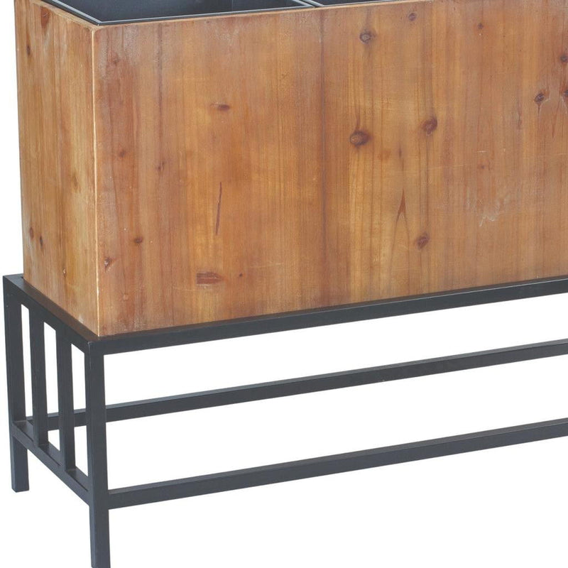 Metal 444" Ounce Rectangular Elevated Planter - Black And Natural