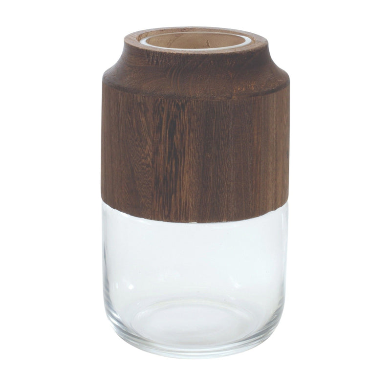 Round Table Vase With - Brown / Clear